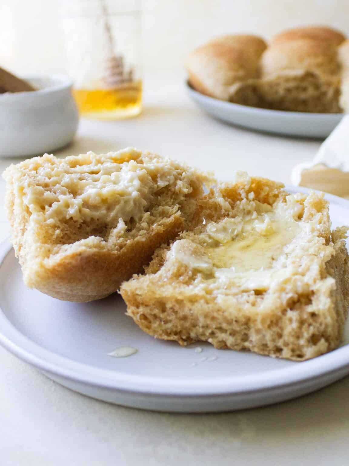 Soft Homemade Whole Wheat Yeast Bread Rolls