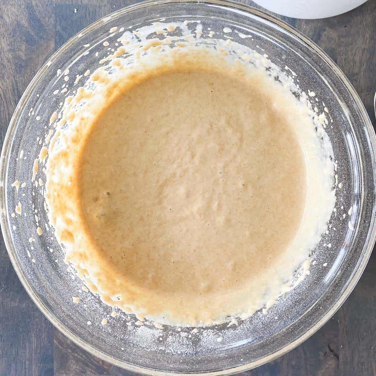 Whole wheat coffee cake batter in a bowl.